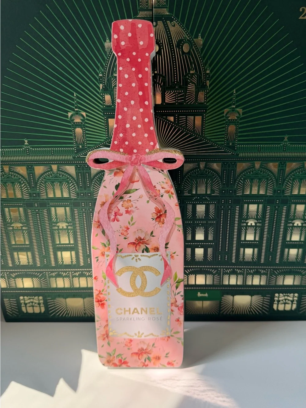 Source Unknown Pink Floral Chanel Sparkling Rosé Decorative Bottle